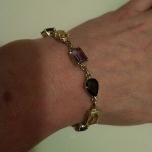 Elegant Sterling Silver & Genuine Multi- Gemstone Bracelet